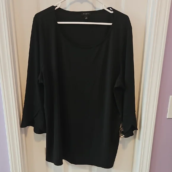 Talbots Black Relaxed 3/4 Sleeve Blouse - Picture 1 of 3